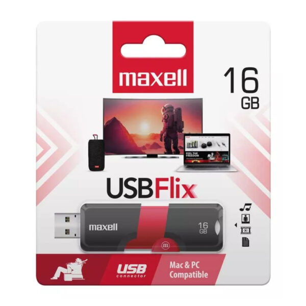 Maxell Memoria Usb Flix 16 Gb Ngr/rojo